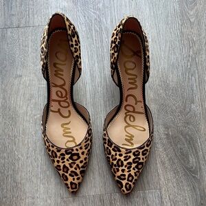 Sam Edelman Leopard Print Pointed Toe D'Orsay Heels Size 9.5